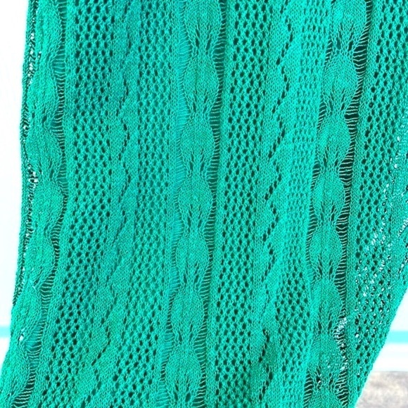 Zara - VNeck Crochet Dark Green Lined Cap Sleeve Sweater Maxi Dress Size Small - Picture 15 of 15